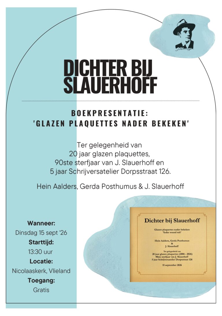 Boekpresentatie glazen plaquettes nader bekeken: ‘Ieder woord telt’ — lezing op Vlieland